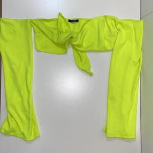 Fashion Nova I Neon Off The Shoulder Tie Crop Top Medium